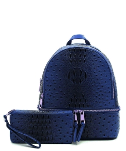Ostrich Croc Backpack with Wallet OS1082W NAVY